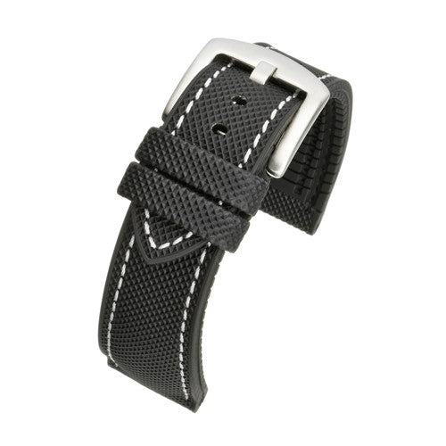 21mm Black/White Rubber\Resin Quick Release Watch Strap | Chrono Straps UK