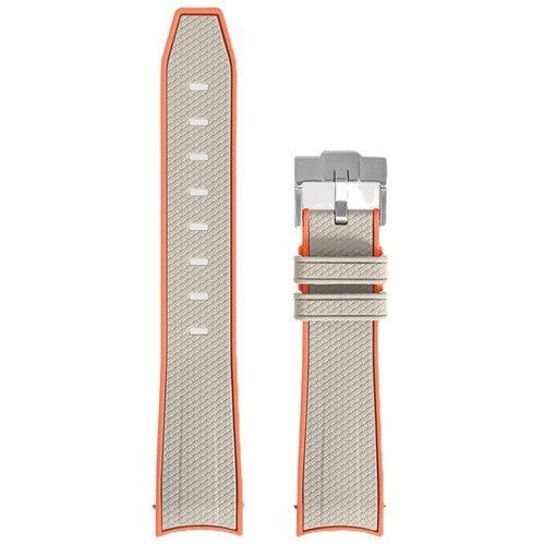 20mm Cream/Orange Silicone Curved End Watch Strap | Chrono Straps UK
