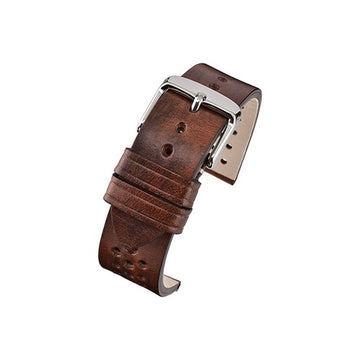 22mm Brown Leather Premium Watch Strap | Chrono Straps UK
