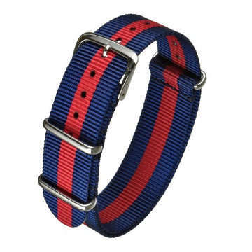 22mm Blue/Red Nylon\Woven Military Watch Strap | Chrono Straps UK