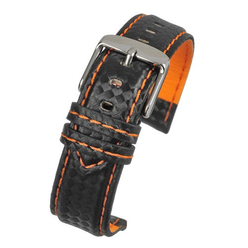 20mm Black Leather Premium Watch Strap | Chrono Straps UK