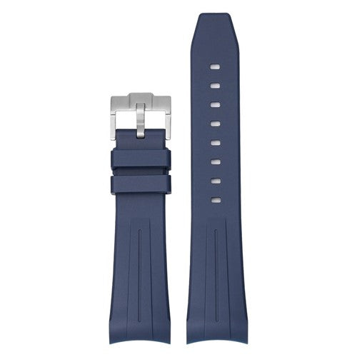 22mm Blue Silicone Curved End Watch Strap | Chrono Straps UK