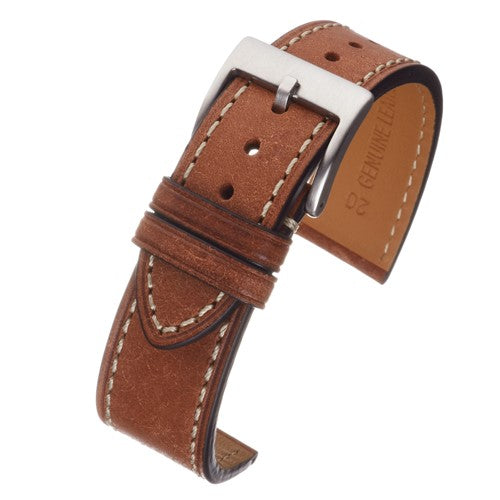 22mm Brown Leather Premium Watch Strap | Chrono Straps UK