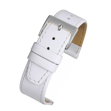 17mm White Leather Essential Watch Strap | Chrono Straps UK