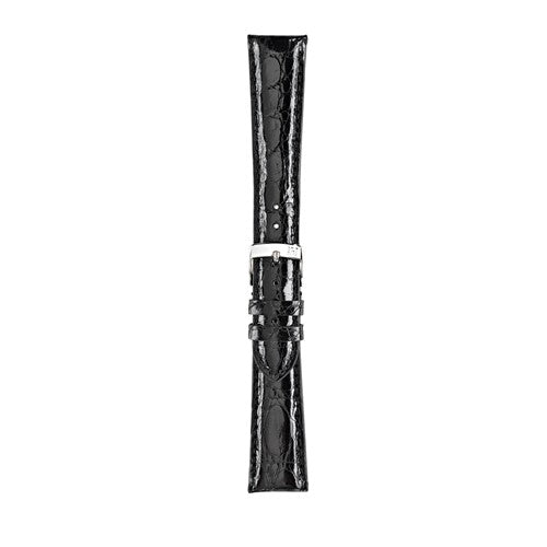 17mm Morellato Black Genuine Crocodile Watch Strap | Chrono Straps UK