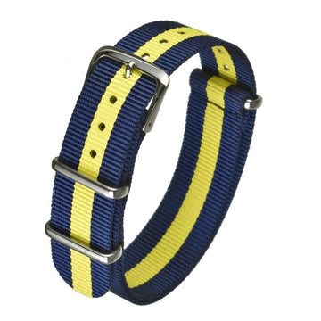 22mm Blue/Yellow Nylon\Woven Military Watch Strap | Chrono Straps UK