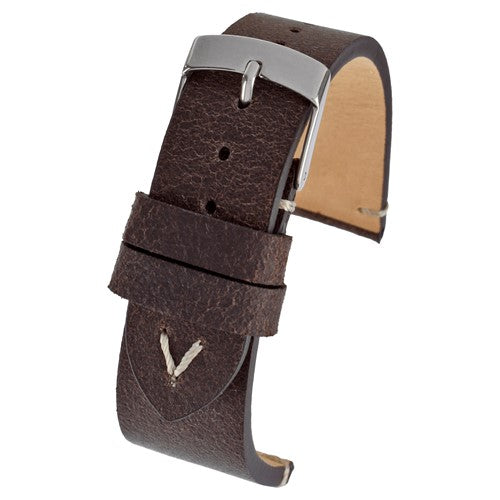 22mm Brown Leather Premium Watch Strap | Chrono Straps UK