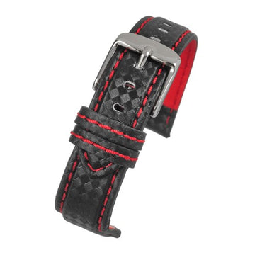 24mm Black Leather Premium Watch Strap | Chrono Straps UK