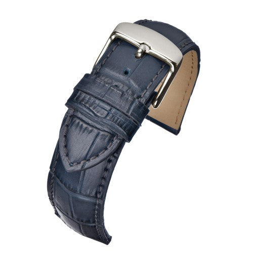 22mm Blue Leather Premium Watch Strap | Chrono Straps UK