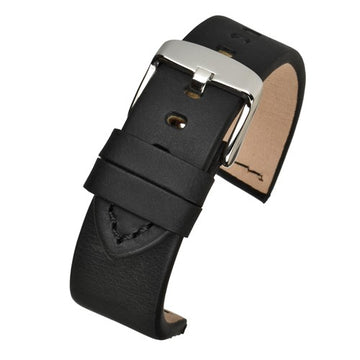 24mm Black Leather Hand-made Watch Strap | Chrono Straps UK