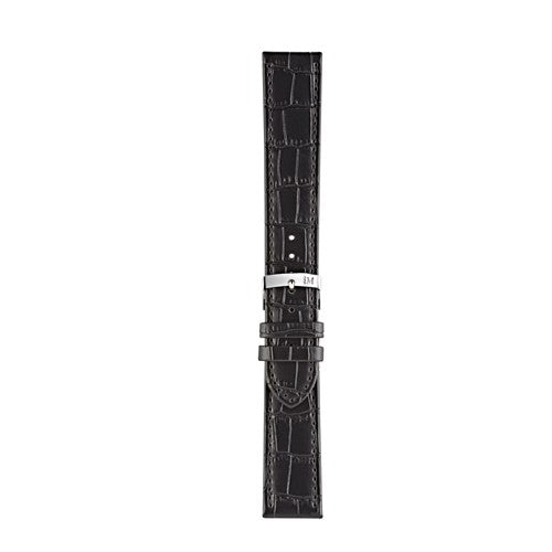 20mm Morellato Black Leather Watch Strap | Chrono Straps UK