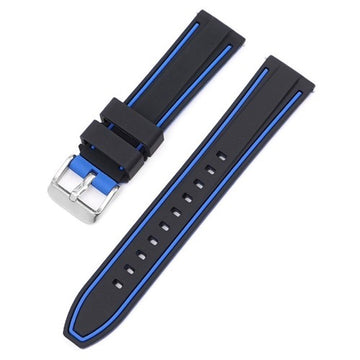 24mm Black/Blue Rubber\Resin Quick Release Watch Strap | Chrono Straps UK