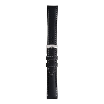 20mm Morellato Black Leather Watch Strap | Chrono Straps UK
