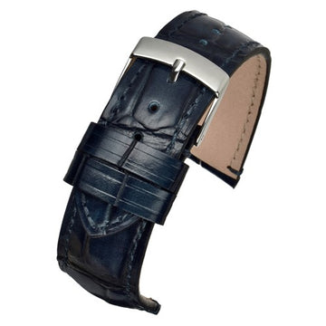 20mm Blue Leather Hand-made Watch Strap | Chrono Straps UK