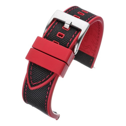 22mm Black/Red Nylon\Woven Quick Release Watch Strap | Chrono Straps UK