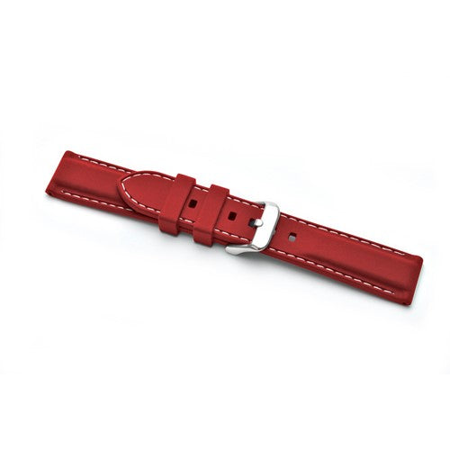 22mm Red Leather Divers / Rubber / Silicone Watch Strap | Chrono Straps UK