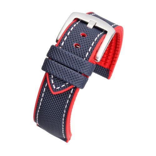 22mm Blue/Red Rubber\Resin Quick Release Watch Strap | Chrono Straps UK