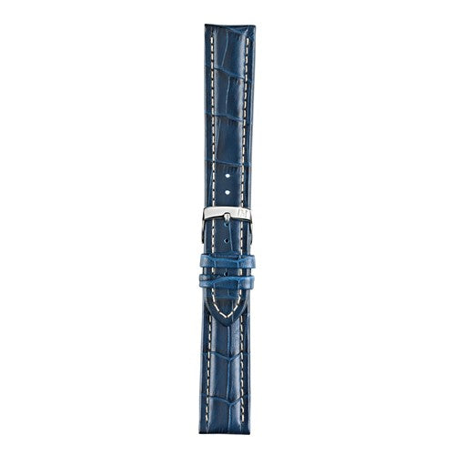 22mm Morellato Blue Leather Watch Strap | Chrono Straps UK
