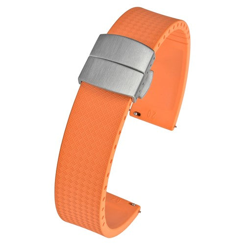 22mm Orange Rubber\Resin Quick Release Watch Strap | Chrono Straps UK