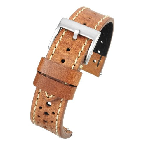 22mm Brown Leather Quick Release Watch Strap | Chrono Straps UK