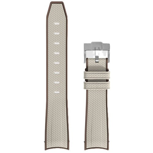 20mm Cream/Brown Silicone Curved End Watch Strap | Chrono Straps UK