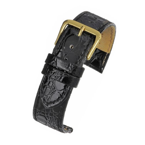 22mm Black Leather Budget Watch Strap | Chrono Straps UK