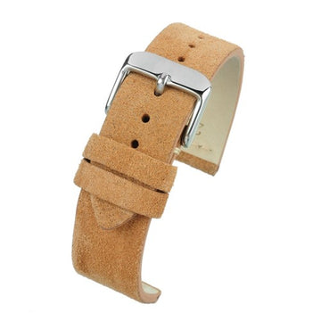 22mm Brown Leather/Suede Premium Watch Strap | Chrono Straps UK