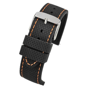 24mm Black Leather Divers / Rubber / Silicone Watch Strap | Chrono Straps UK