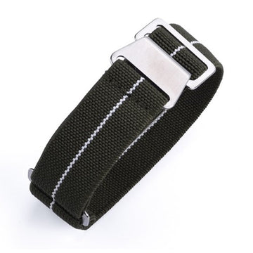 22mm Green/White Nylon\Woven Military Watch Strap | Chrono Straps UK