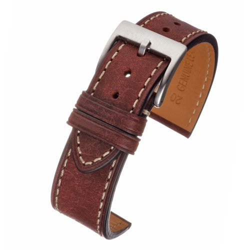 22mm Red Leather Premium Watch Strap | Chrono Straps UK