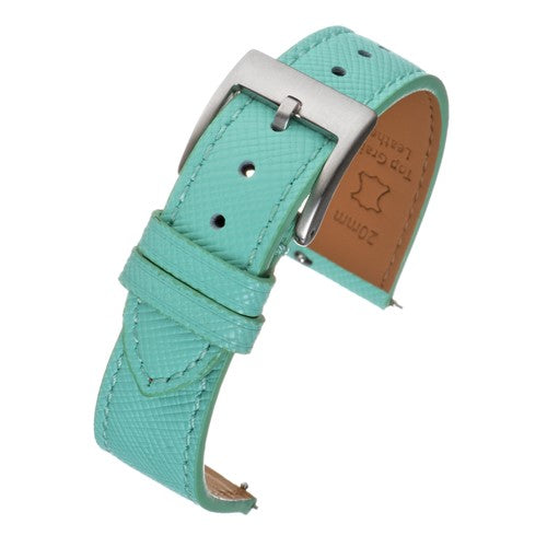21mm Blue Leather Quick Release Watch Strap | Chrono Straps UK