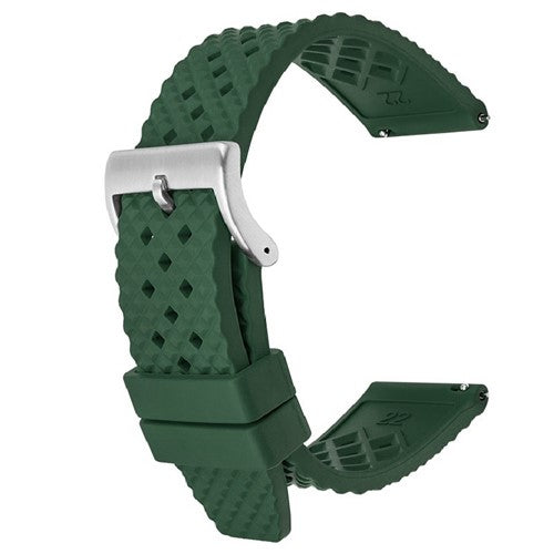 22mm Green Silicone Quick Release Watch Strap | Chrono Straps UK