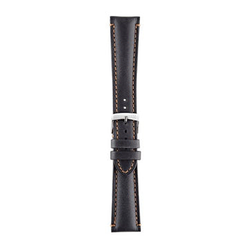 24mm Morellato Black Leather Watch Strap | Chrono Straps UK