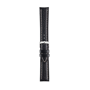 24mm Morellato Black Leather Watch Strap | Chrono Straps UK