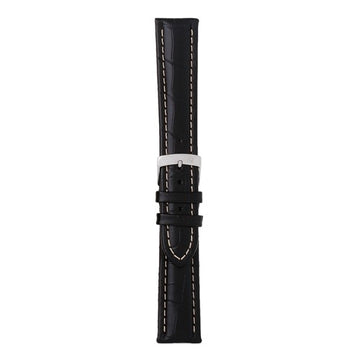 20mm Morellato Black Leather Watch Strap | Chrono Straps UK