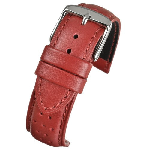 22mm Red Leather Premium Watch Strap | Chrono Straps UK