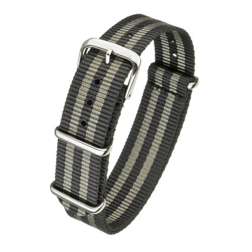 20mm Black/Grey Nylon\Woven Military Watch Strap | Chrono Straps UK