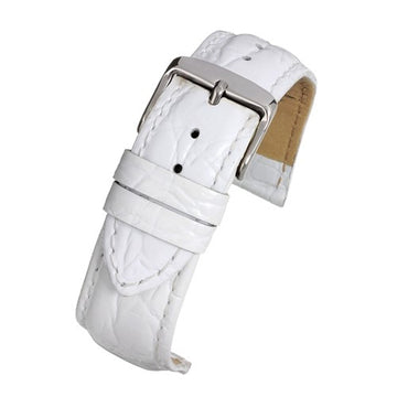 28mm White Leather Essential Watch Strap | Chrono Straps UK