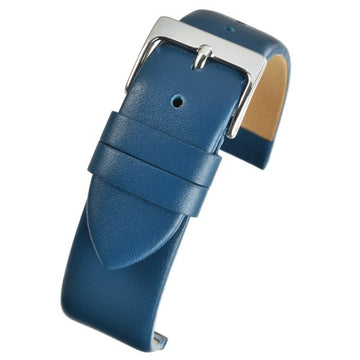 16mm Blue Leather Extra Long Watch Strap | Chrono Straps UK