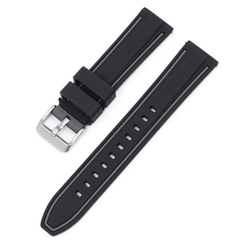 22mm Black/Grey Rubber\Resin Quick Release Watch Strap | Chrono Straps UK