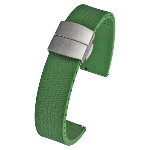 20mm Green Rubber\Resin Quick Release Watch Strap | Chrono Straps UK