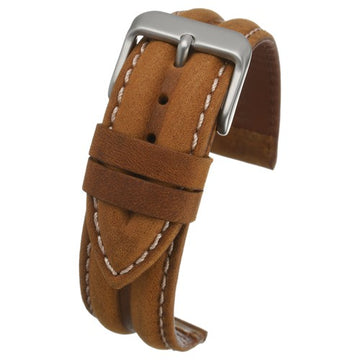 22mm Brown Leather Essential Watch Strap | Chrono Straps UK