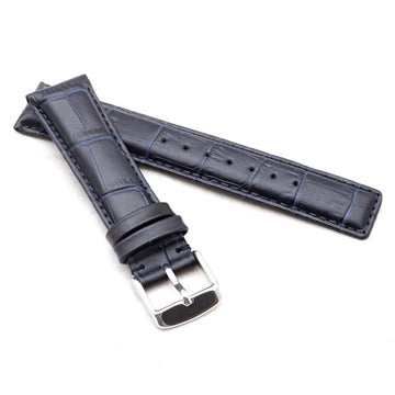 22mm Blue Leather Brand Compatible Watch Strap | Chrono Straps UK