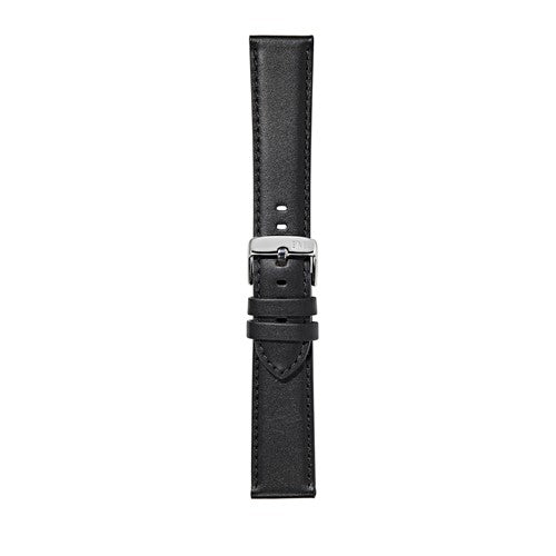 22mm Morellato Black Leather Watch Strap | Chrono Straps UK