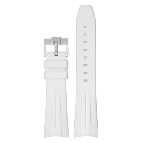 22mm White Silicone Curved End Watch Strap | Chrono Straps UK