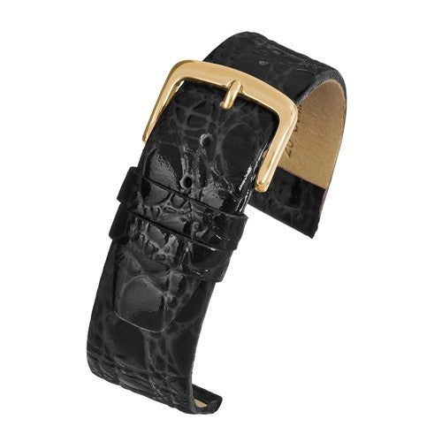 20mm Black Leather Essential Watch Strap | Chrono Straps UK