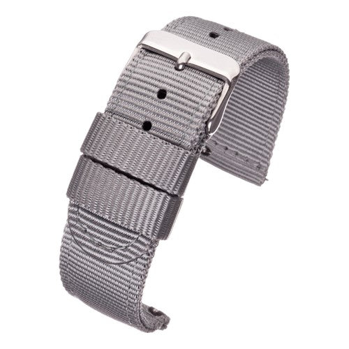 18mm Grey Nylon\Woven Quick Release Watch Strap | Chrono Straps UK