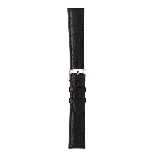 18mm Morellato Black Leather Watch Strap | Chrono Straps UK